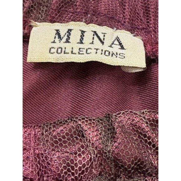 Vintage Mina Collection Boho Lined Lace Sheer Satin Burgundy Frilly Long Skirt L - Picture 5 of 9